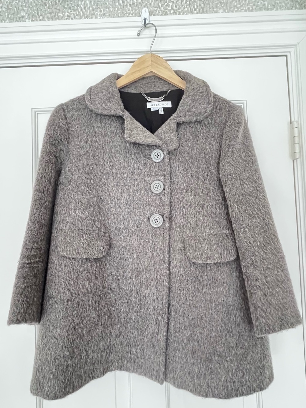 See by Chloe gray alpaca mohair wool peacoat * - Picture 3 of 14